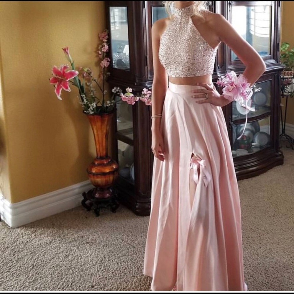 size 2 pink two piece dress